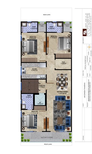 Floor Plan in 3 BHK Builder Floor at Sector 45 – for Sale
