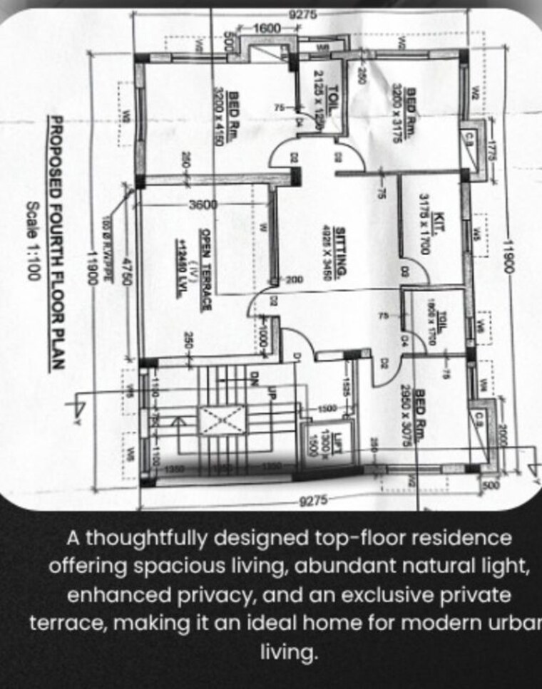Floor Plan, kalighat 3 Bedroom 1600 Sq.Ft. Builder Floor In Kalighat Kolkata 10454005