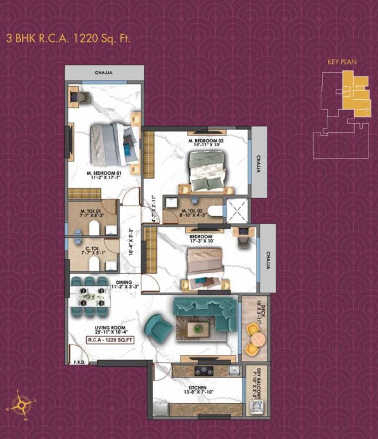 Floor Plan, kailas-sadan-apartment 3 Bedroom 1220 Sq.Ft. Apartment In Vile Parle West Mumbai 10454116