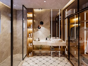 Attached Bathroom in 3 BHK Builder Floor at Sushant Lok I – for Sale