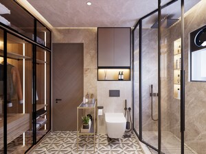 Attached Bathroom in 3 BHK Builder Floor at Sushant Lok I – for Sale