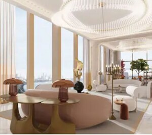 Living Room in 3 BHK Apartment at Lodha World Crest, Worli – for Sale