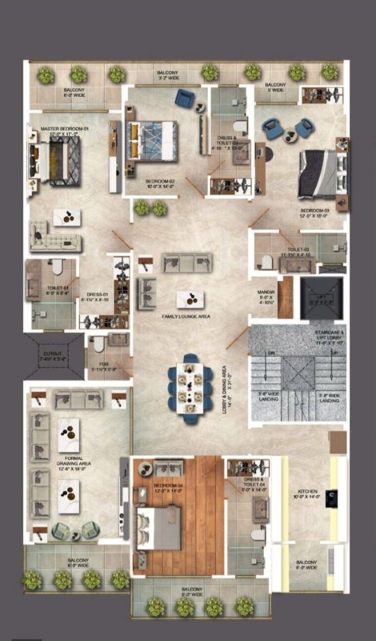 Floor Plan, auram-floor 4 Bedroom 360 Sq.Yd. Builder Floor In South City 2 Gurgaon 10457991