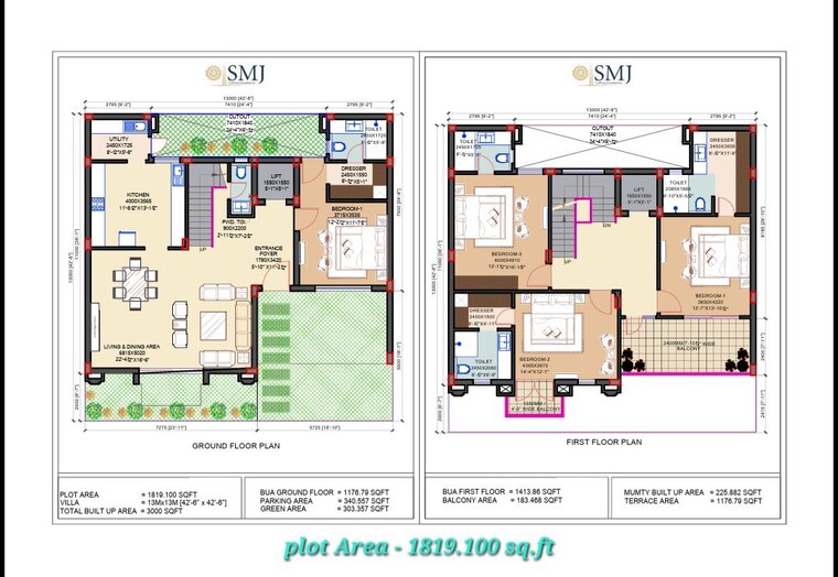 Floor Plan, mohanlalganj 3 Bedroom 3000 Sq.Ft. Villa In Mohanlalganj Lucknow 10449413