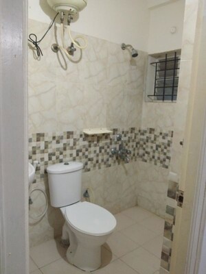Bathroom in 3 BHK Apartment at Sonestaa I Woods, Bellandur – for Rent