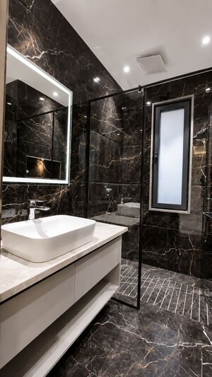 Bathroom in 3 BHK Builder Floor at Sushant Lok I – for Rent