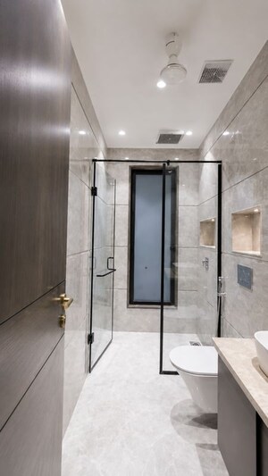 Washroom in 3 BHK Builder Floor at Sushant Lok I – for Rent