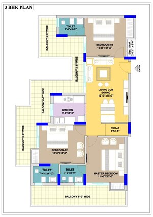 Floor Plan in 4 BHK Apartment at Sector 91 – for Sale