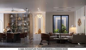 Living Room in 4 BHK Builder Floor at Sushant Lok I – for Sale