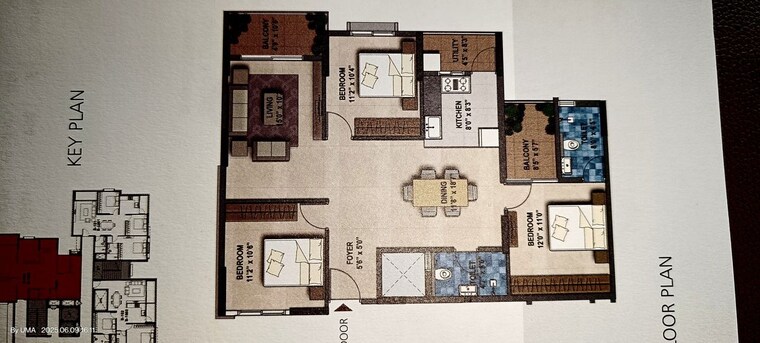Floor Plan, gr-floret 3 Bedroom 1562 Sq.Ft. Apartment In Begur Bangalore 10461220