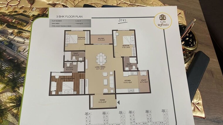 Floor Plan, gm-infinite-e-city-town 3 Bedroom 1750 Sq.Ft. Apartment In Electronic City Phase I Bangalore 10461618