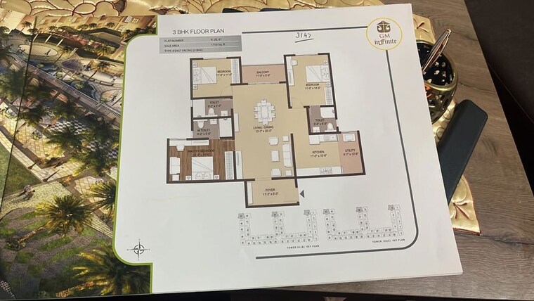 Floor Plan, gm-infinite-e-city-town 3 Bedroom 1750 Sq.Ft. Apartment In Electronic City Phase I Bangalore 10461618