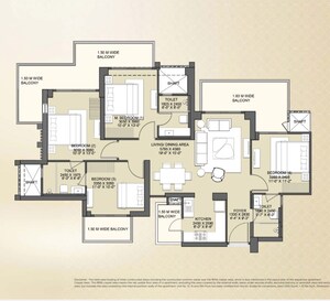 Floor Plan in 4 BHK Apartment at Gaur NYC Residences, Sector 3 Wave City – for Sale