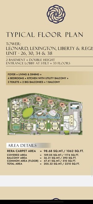 Master Plan in 4 BHK Apartment at Gaur NYC Residences, Sector 3 Wave City – for Sale