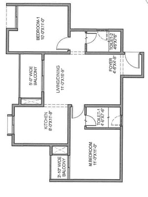 Floor Plan in 2 BHK Apartment at Provident Ecopolitan, Marenahalli – for Sale