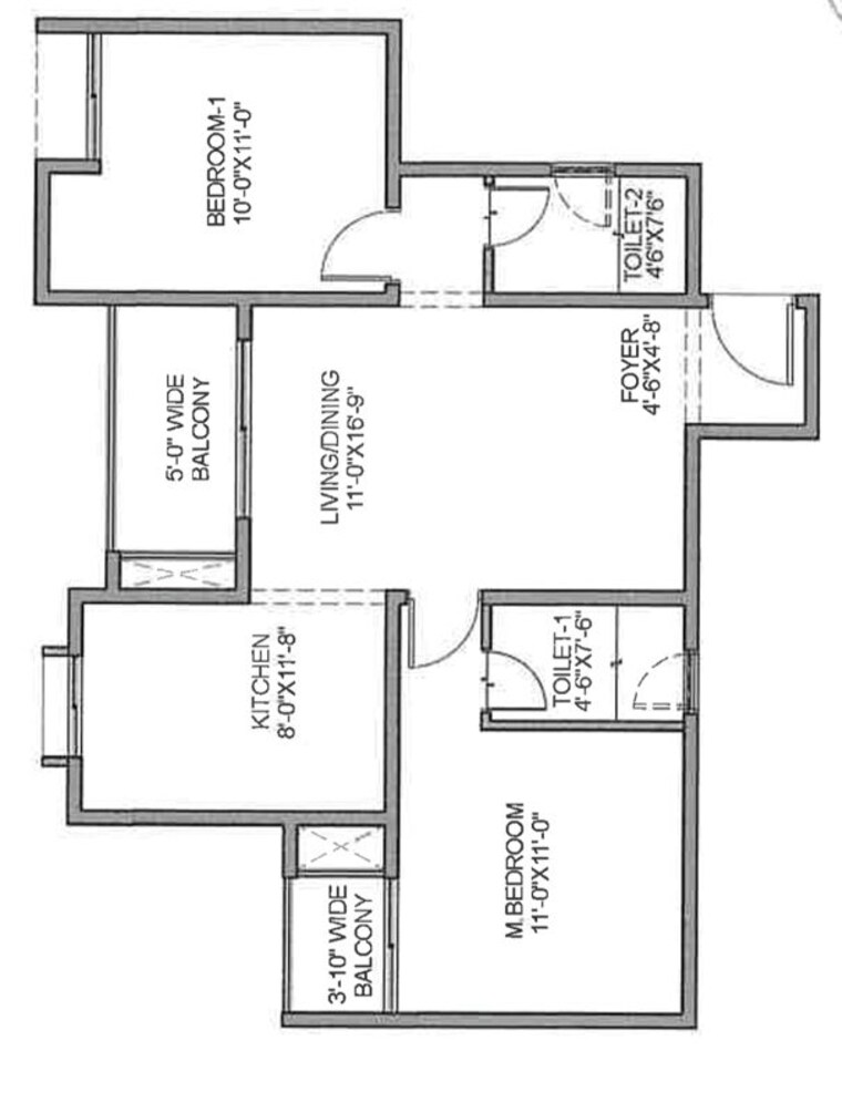 Floor Plan, provident-ecopolitan 2 Bedroom 1057 Sq.Ft. Apartment In Marenahalli Bangalore 10462034