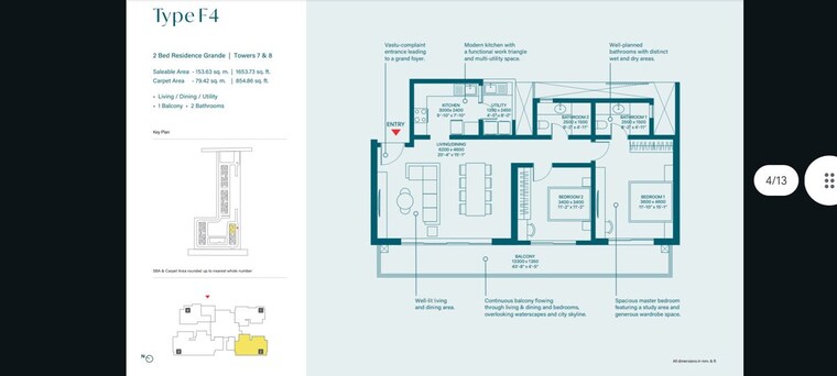 Floor Plan, sobha-rivana 3 Bedroom 1982 Sq.Ft. Apartment In Sector 1 Greater Noida Greater Noida 10462092