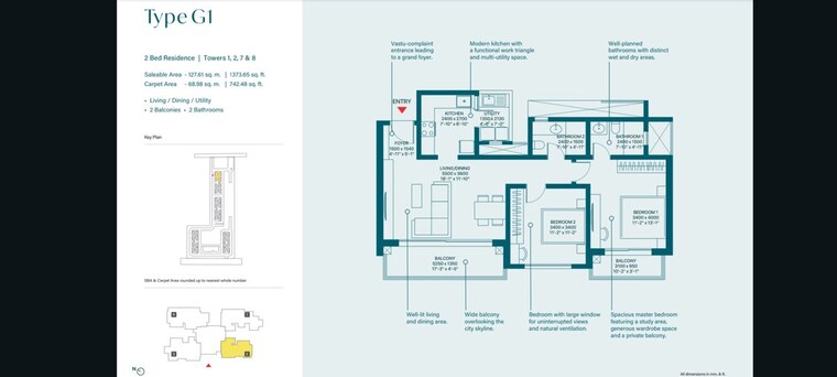 Floor Plan, sobha-rivana 3 Bedroom 1982 Sq.Ft. Apartment In Sector 1 Greater Noida Greater Noida 10462092