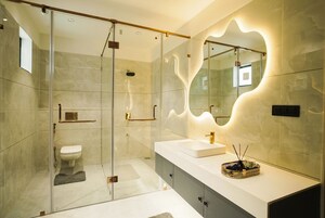 Washroom in 4 BHK Apartment at Khanpur – for Sale