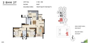 Floor Plan in 2 BHK Apartment at Begur – for Sale