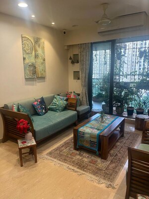 Living Room in 3 BHK Apartment at Lake Home, Powai – for Rent