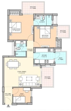 Floor Plan in 2.5 BHK Apartment at Sector 68 – for Rent