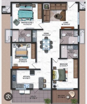 Floor Plan in 3 BHK Apartment at Candeur Crescent, Serilingampally – for Sale