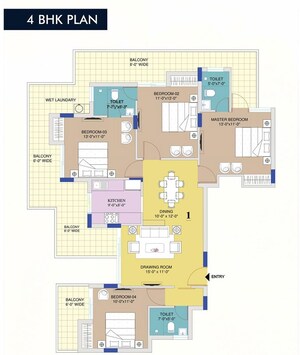Floor Plan in 3 BHK Apartment at Sector 91 – for Sale