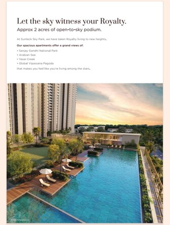 2 BHK + Extra Room 702 Sq.Ft. Apartment in Sunteck Sky Park