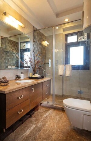 Bathroom in 4 BHK Builder Floor at Panchsheel Park – for Rent