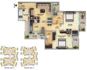 Floor Plan in 3 BHK Apartment at Raj Nagar Extension – for Rent