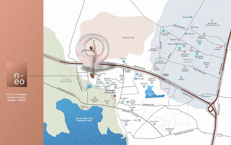 Map Location, yula-globus-neo 4 Bedroom 3215 Sq.Ft. Apartment In Kokapet Hyderabad 10444038