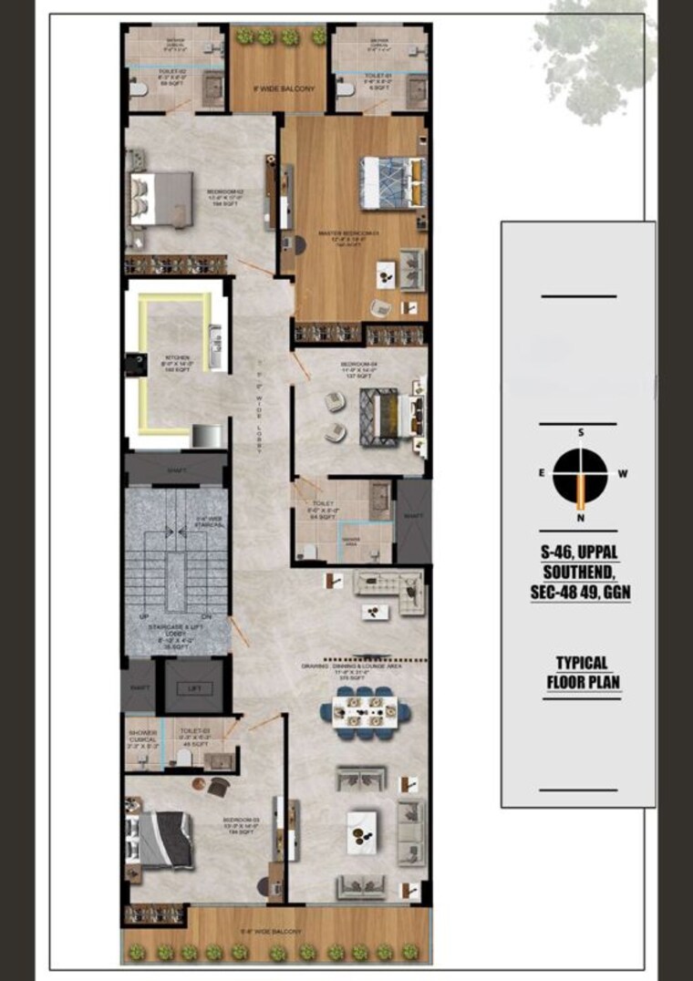 Floor Plan, uppal-southend 4 Bedroom 311 Sq.Yd. Builder Floor In Sector 49 Gurgaon 10465926