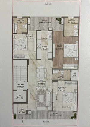 Floor Plan in 3.5 BHK Apartment at Signature Global Daxin Vistas, Bhondsi – for Sale