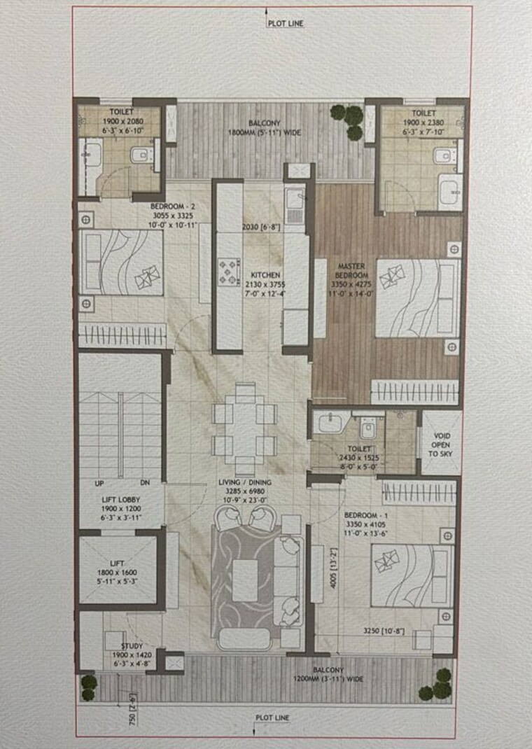 Floor Plan, signature-global-daxin-vistas 3.5 Bedroom 1390 Sq.Ft. Apartment In Bhondsi Gurgaon 10435397