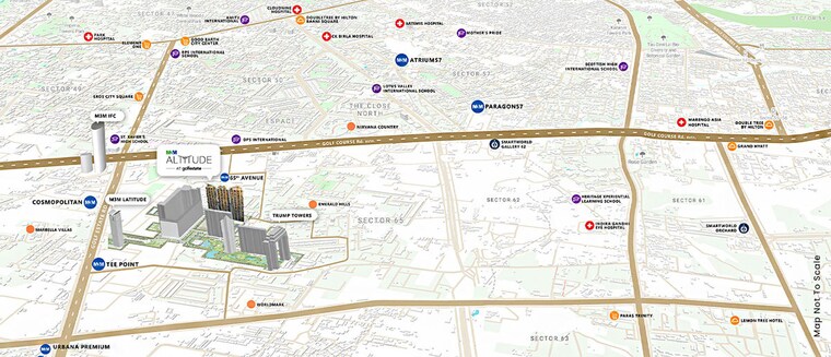 Map Location, m3m-altitude 4 Bedroom 4270 Sq.Ft. Apartment In Sector 65 Gurgaon 10432479