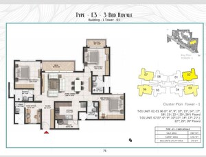Floor Plan in 3.5 BHK Apartment at Prestige Serenity Shores, Whitefield – for Sale