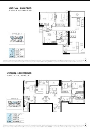 Floor Plan in 3 BHK Apartment at Shapoorji Pallonji Sarova, Kandivali East – for Sale