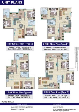 Floor Plan in 2 BHK Apartment at HRH City Vasant Valley, Sector 56a – for Sale