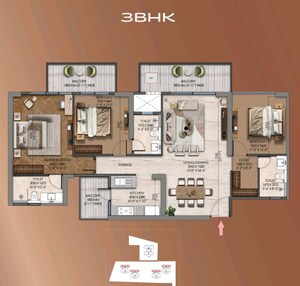 Floor Plan in 3 BHK Apartment at Signature Global Tonino Lamborghini Residences, Sector 71 – for Sale