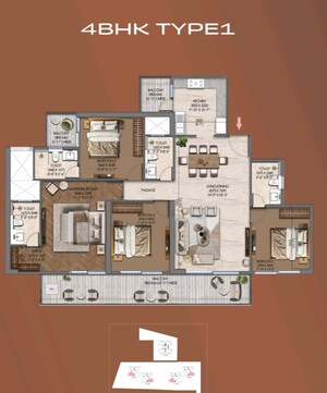 Floor Plan in 4 BHK Apartment at Signature Global Tonino Lamborghini Residences, Sector 71 – for Sale