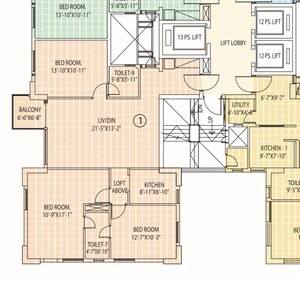 Floor Plan in 3 BHK Apartment at Fort Oasis, Ballygunge – for Rent