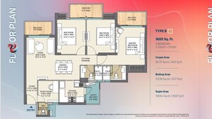 Floor Plan in 3 BHK Apartment at Nirala Trio, Tech Zone 4 Greater Noida – for Sale