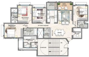 Floor Plan in 4 BHK Apartment at Lodha Bellagio, Powai – for Rent