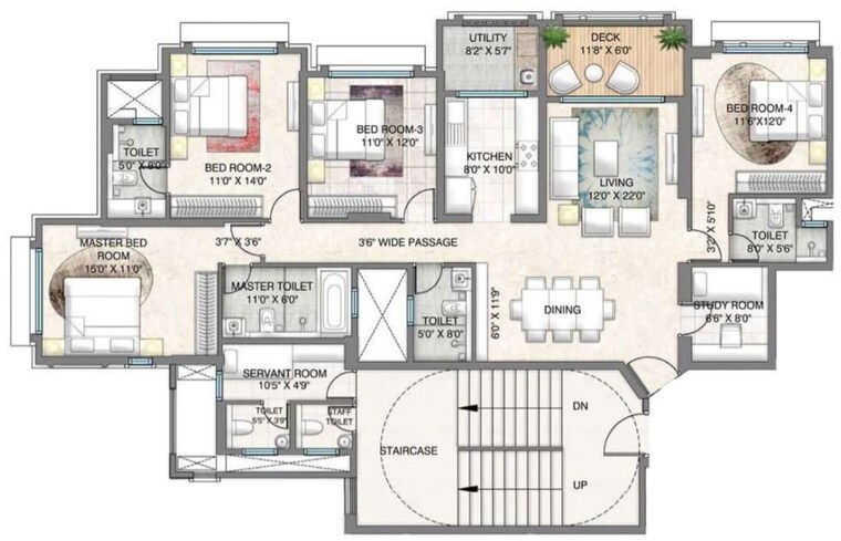 Floor Plan, lodha-bellagio 4 Bedroom 1614 Sq.Ft. Apartment In Powai Mumbai 10474482