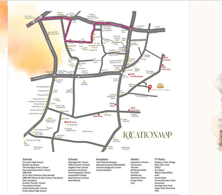 Map Location, ssvr-niyaara 3 Bedroom 1500 Sq.Ft. Apartment In Varthur Bangalore 10474665