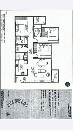 Floor Plan in 3 BHK Apartment at Godrej 24 Sarjapur, Sarjapur Road – for Sale