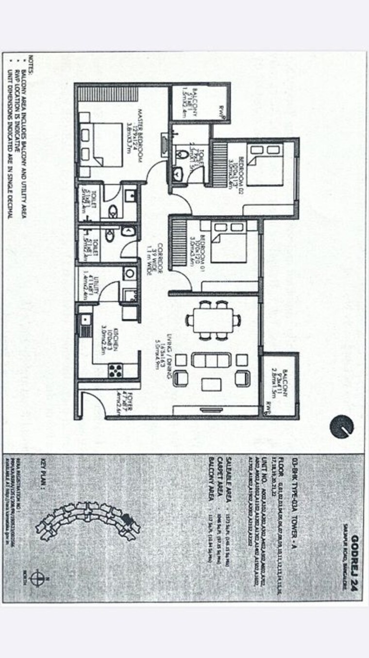 Floor Plan, godrej-24-sarjapur 3 Bedroom 1573 Sq.Ft. Apartment In Sarjapur Road Bangalore 10474987