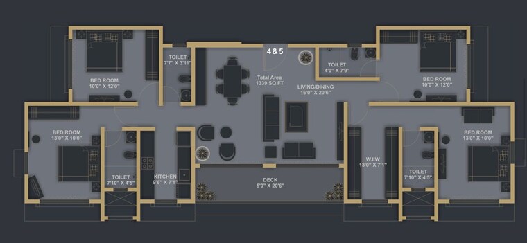 Floor Plan, embassy-marquis-residences 4 Bedroom 1400 Sq.Ft. Apartment In Malad West Mumbai 10475047