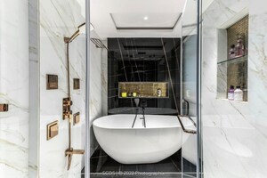 Bathroom in 4 BHK Apartment at Runwal Elegante, Andheri West – for Rent
